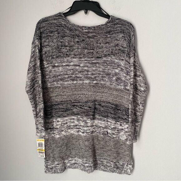 Style & Co Women’s Black and White Knit 3/4 Sleeve Knit Sweater size M - Picture 2 of 3